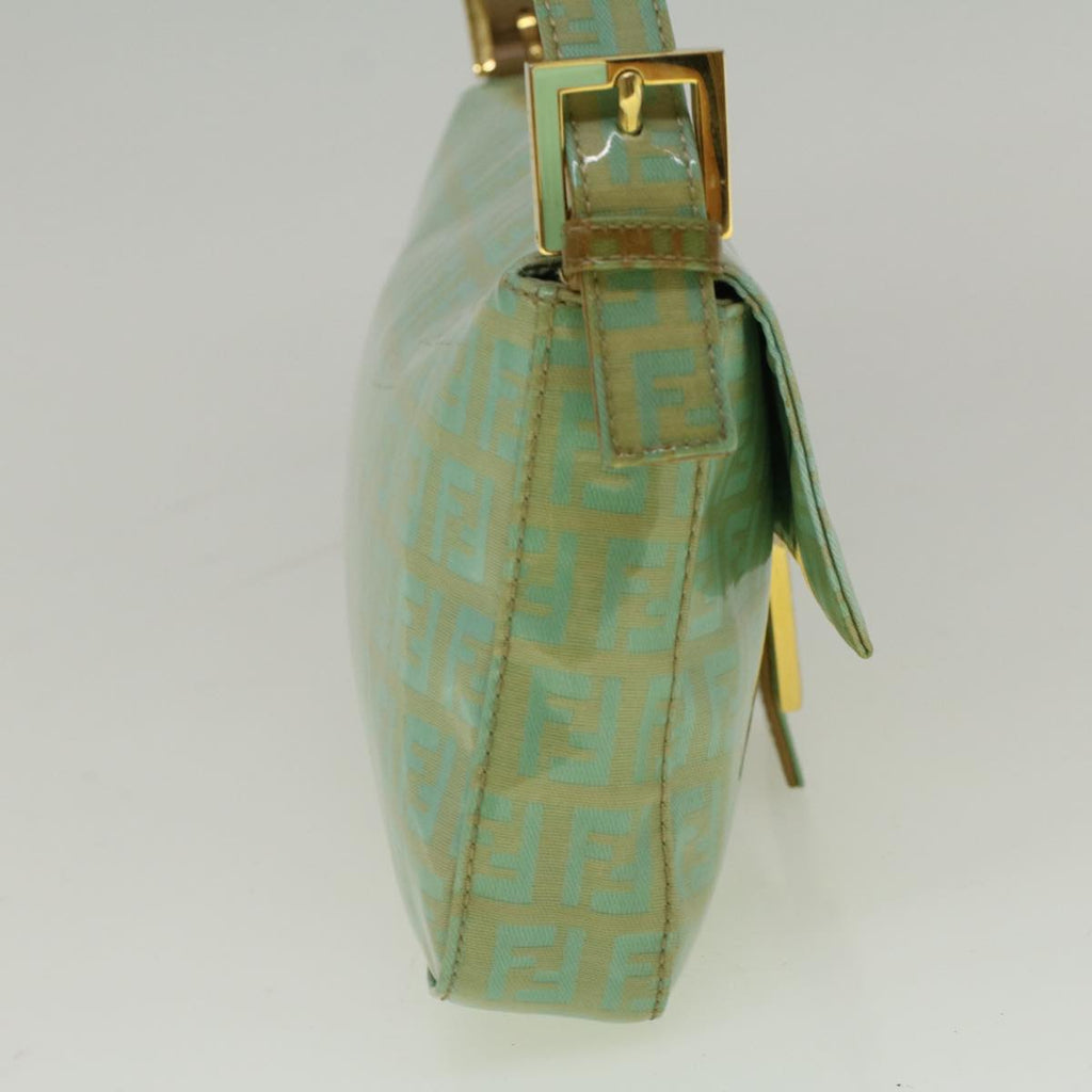 FENDI Zucchino Canvas Mamma Baguette Shoulder Bag Coated Canvas Blue56198