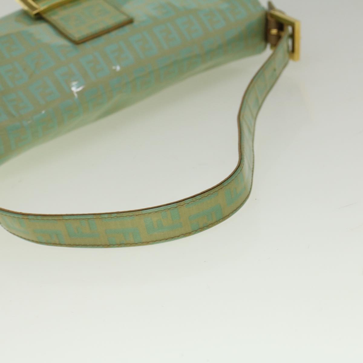 FENDI Zucchino Canvas Mamma Baguette Shoulder Bag Coated Canvas Blue56198