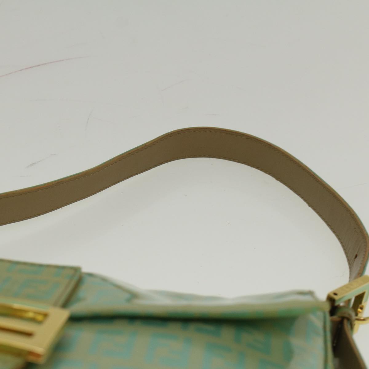 FENDI Zucchino Canvas Mamma Baguette Shoulder Bag Coated Canvas Blue56198