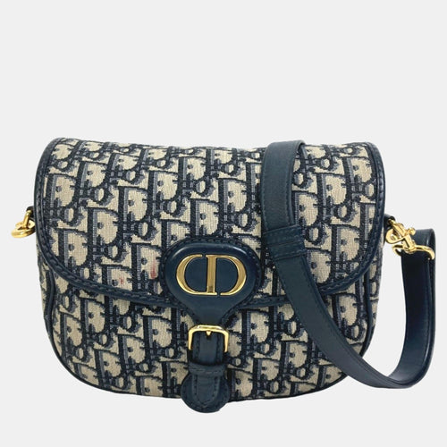Dior Navy Blue Oblique Canvas Medium Bobby Shoulder Bag