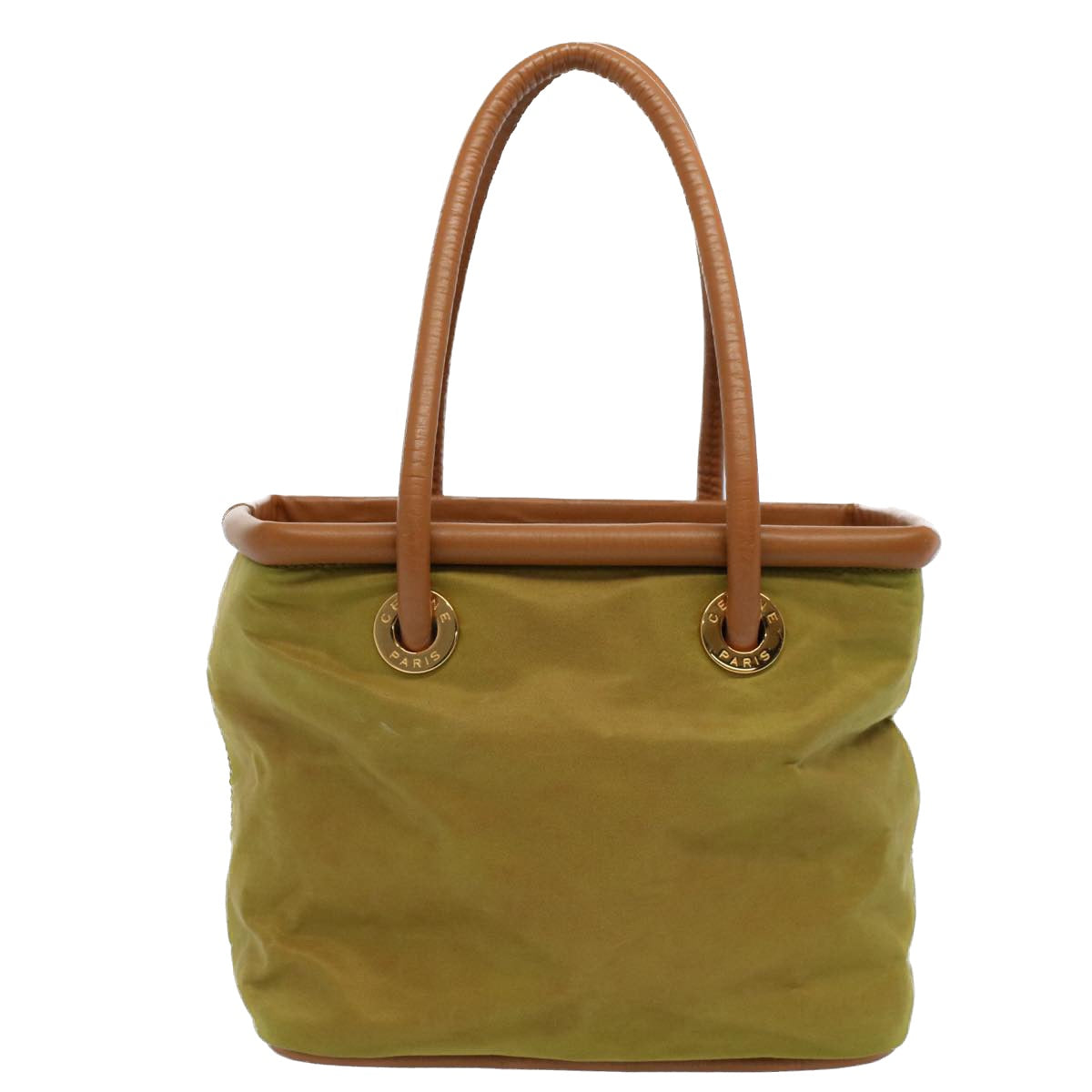 CELINE Hand Bag Nylon Leather Khaki  56308