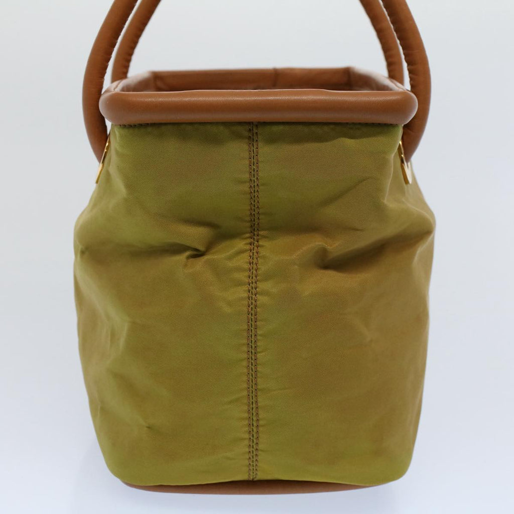 CELINE Hand Bag Nylon Leather Khaki  56308