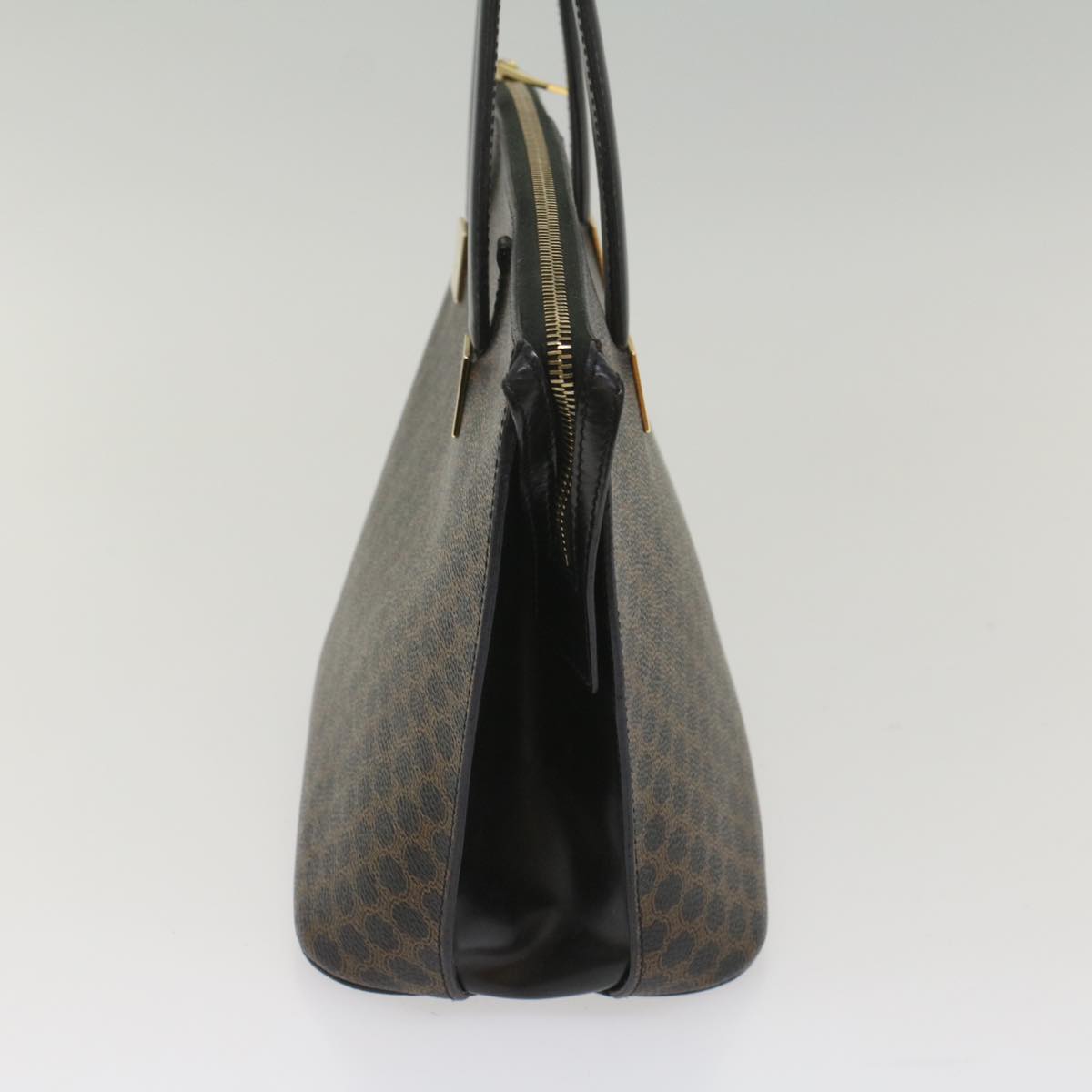 CELINE Macadam Canvas Hand Bag PVC Leather Black Brown  56309