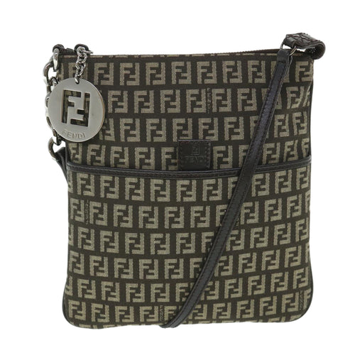 FENDI Zucchino Canvas Shoulder Bag Brown56323