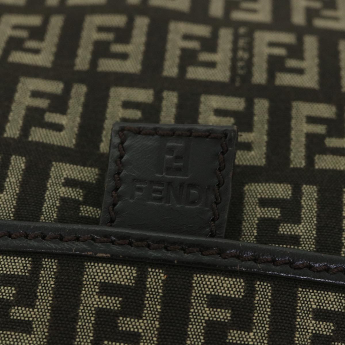FENDI Zucchino Canvas Shoulder Bag Brown56323