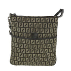 FENDI Zucchino Canvas Shoulder Bag Brown56323