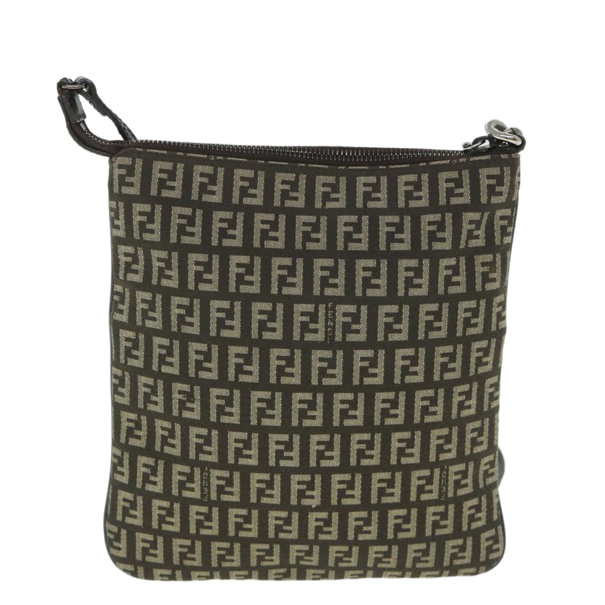 FENDI Zucchino Canvas Shoulder Bag Brown56323