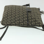 FENDI Zucchino Canvas Shoulder Bag Brown56323
