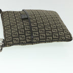 FENDI Zucchino Canvas Shoulder Bag Brown56323