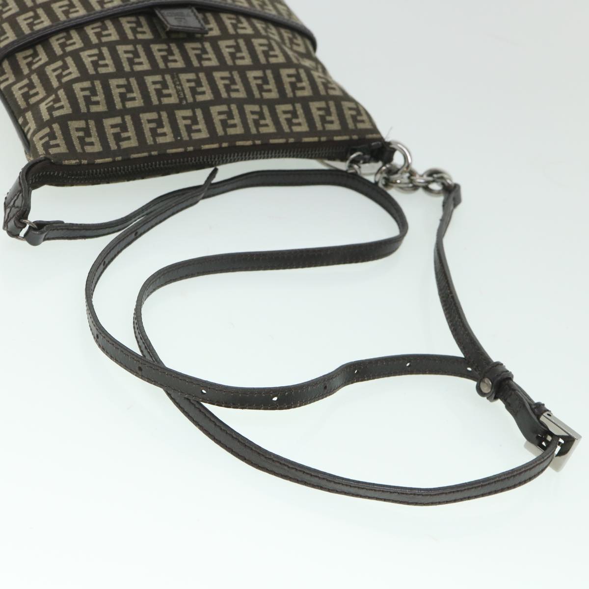 FENDI Zucchino Canvas Shoulder Bag Brown56323