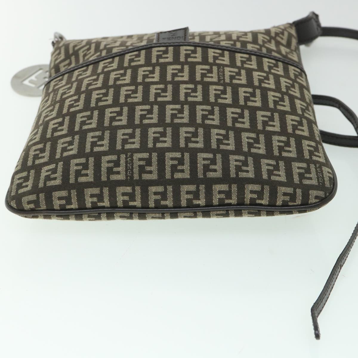 FENDI Zucchino Canvas Shoulder Bag Brown56323