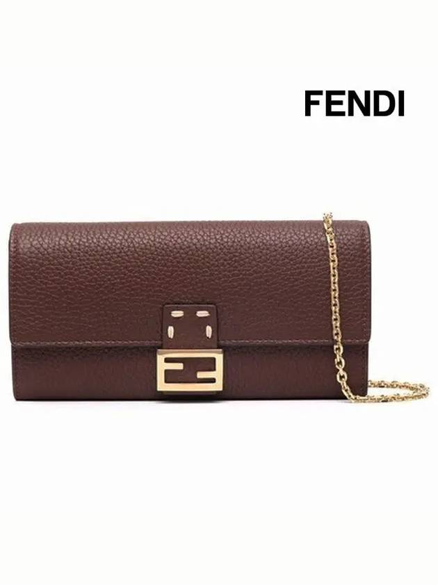 Fendi Baguette Chain Long Wallet Brown