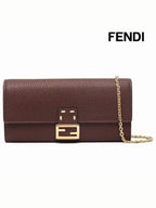 Fendi Baguette Chain Long Wallet Brown