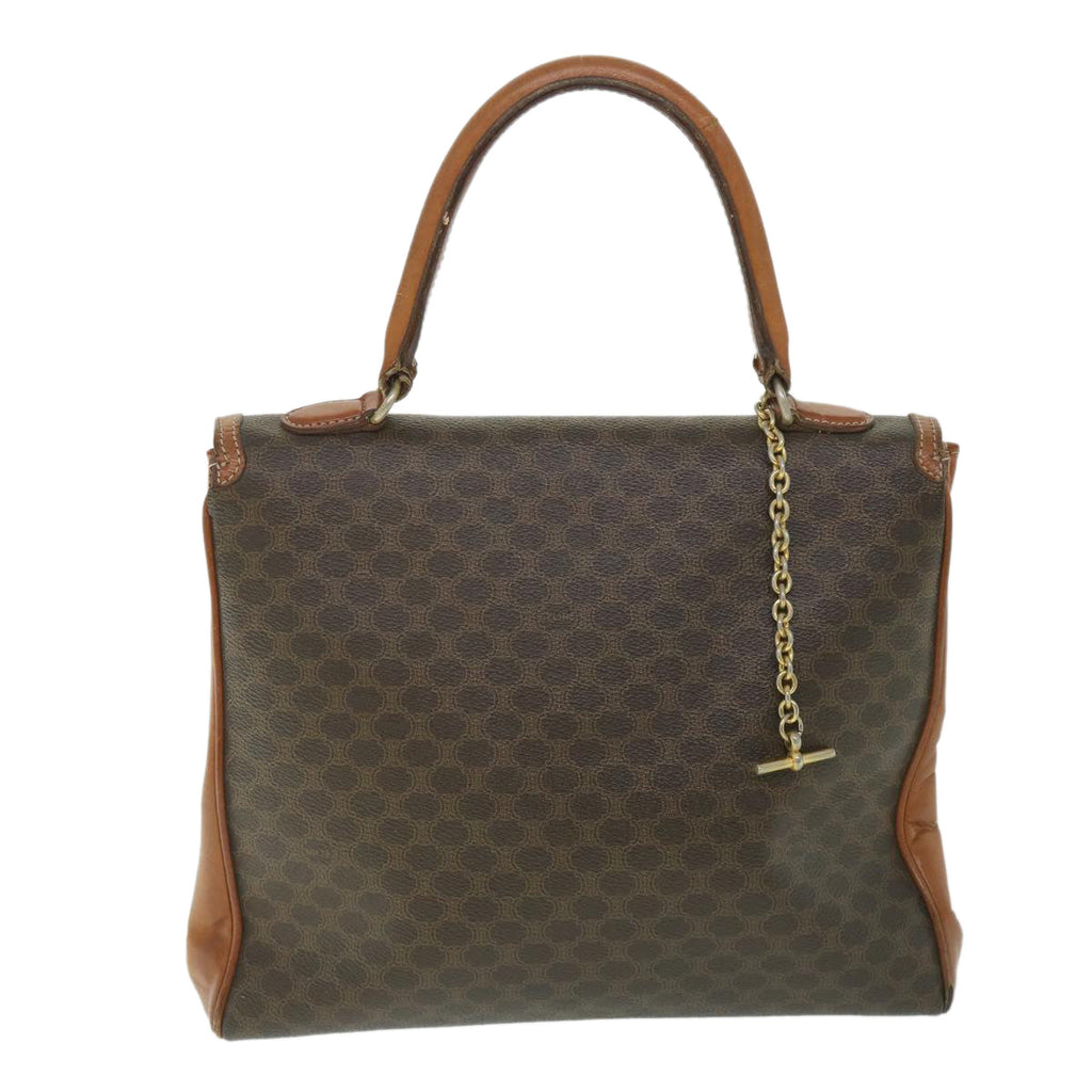 CELINE Macadam Canvas Hand Bag PVC Leather Brown  56385