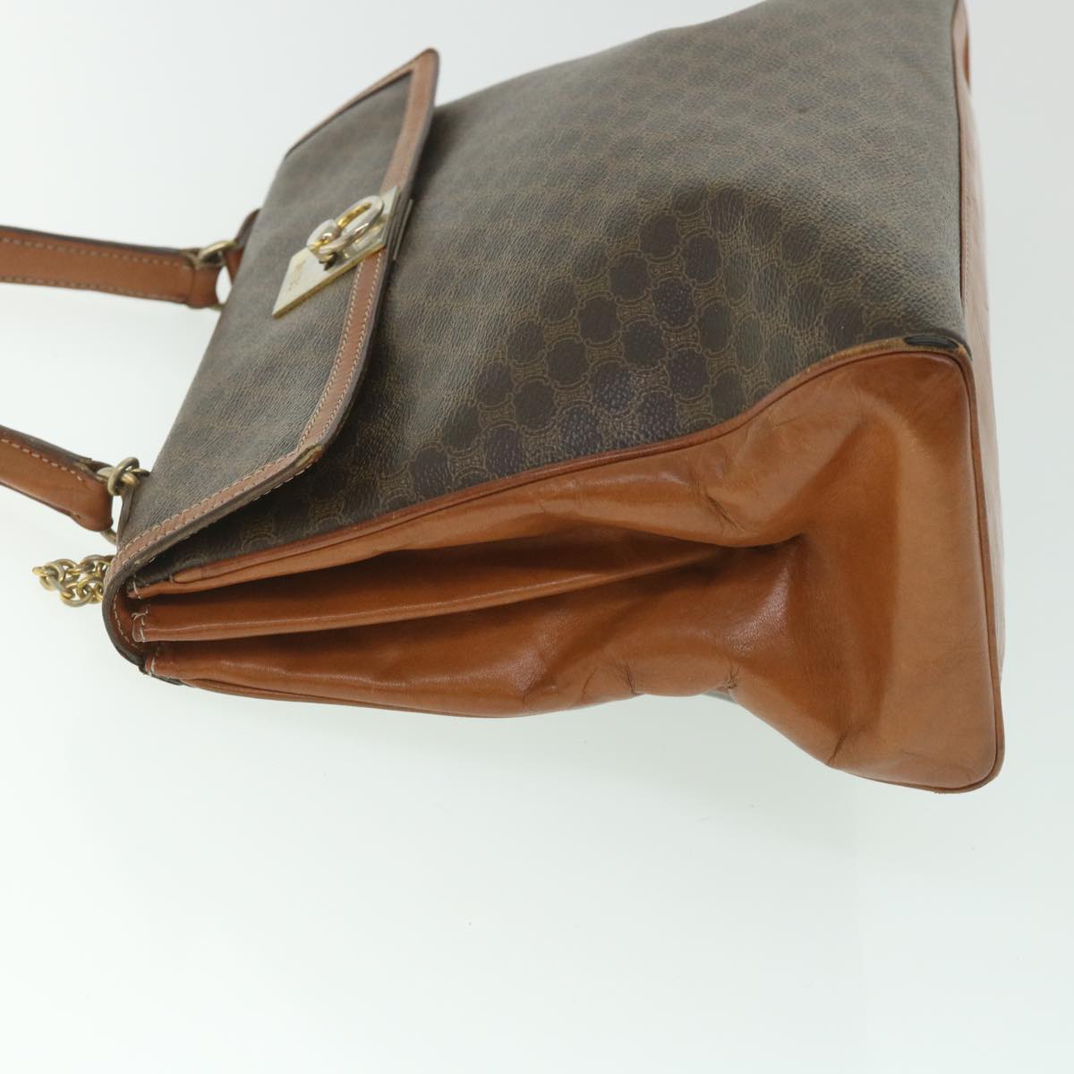 CELINE Macadam Canvas Hand Bag PVC Leather Brown  56385