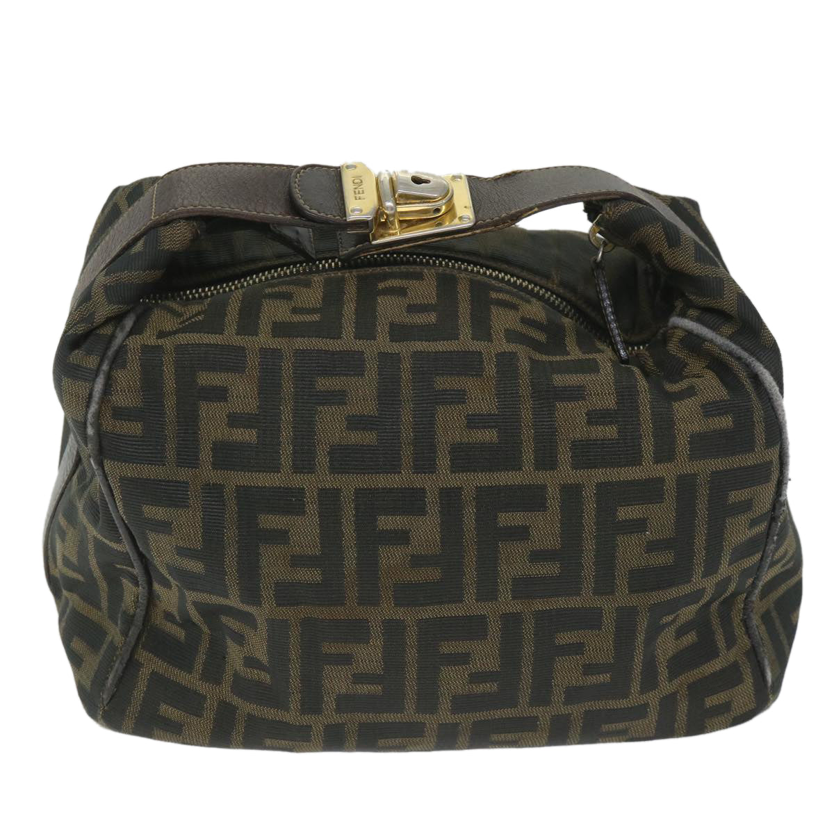 FENDI Zucca Canvas Vanity Cosmetic Pouch Black Brown56386