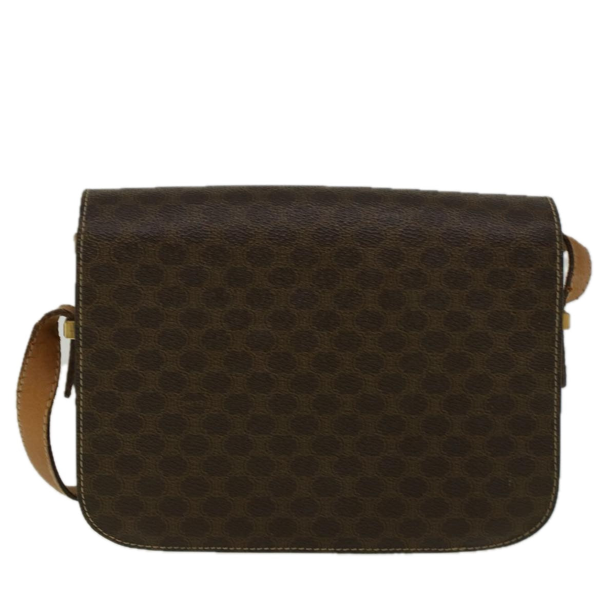 CELINE Macadam Canvas Horse Carriage Shoulder Bag PVC Leather Brown  56467