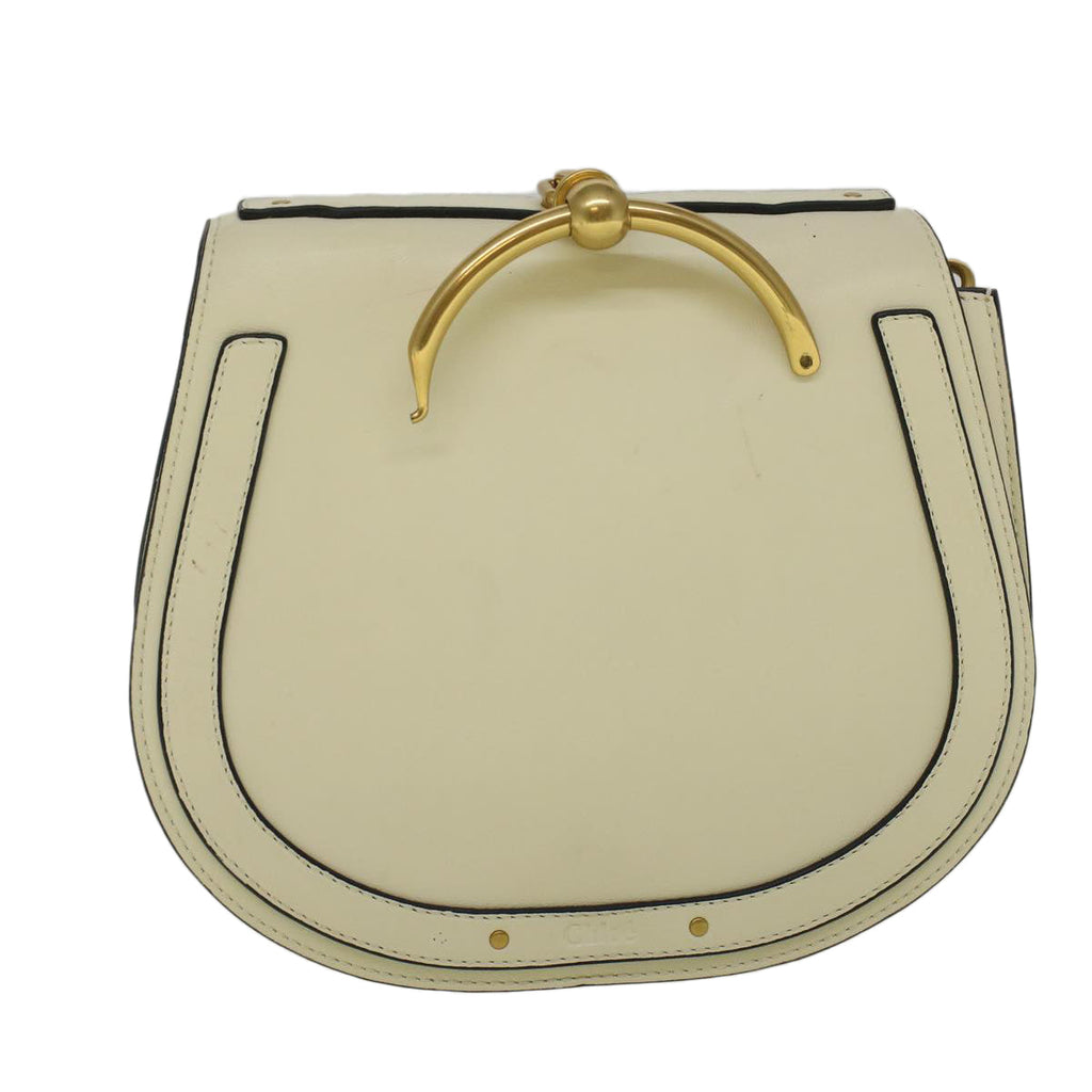 Chloe Nile Small Bracelet Shoulder Bag Leather Suede Cream 56489