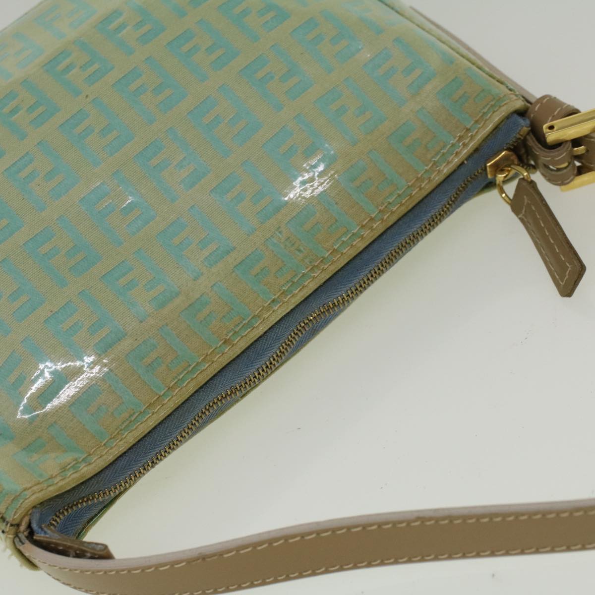 FENDI Zucchino Canvas Hand Bag Coated Canvas Light Blue56491