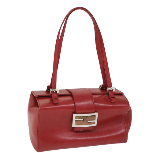 FENDI Mamma Baguette Hand Bag Leather Red56545