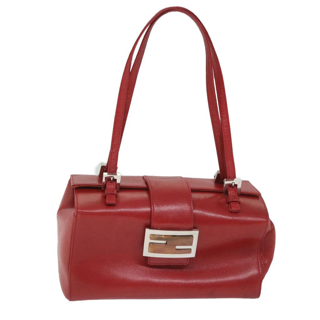 FENDI Mamma Baguette Hand Bag Leather Red56545