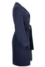 CHRISTIAN DIOR Belted Coat Wool Oblique Navy
