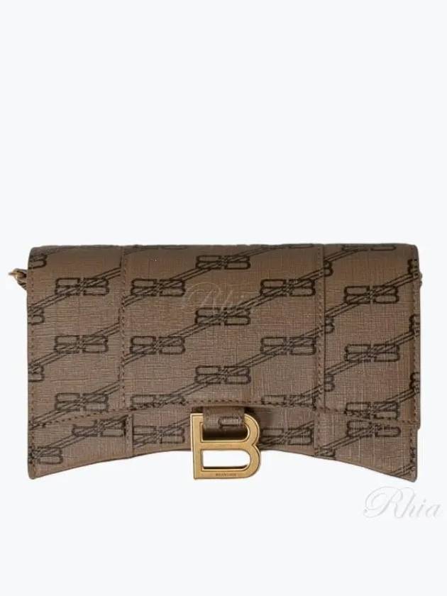 Balenciaga Hourglass BB Monogram Chain Long Wallet Brown