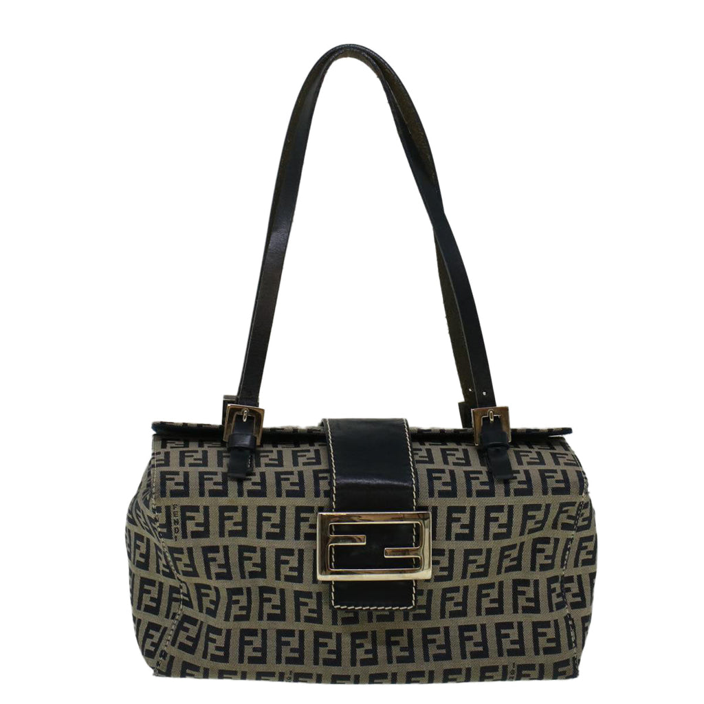 FENDI Zucchino Canvas Mamma Hand Bag Navy56578