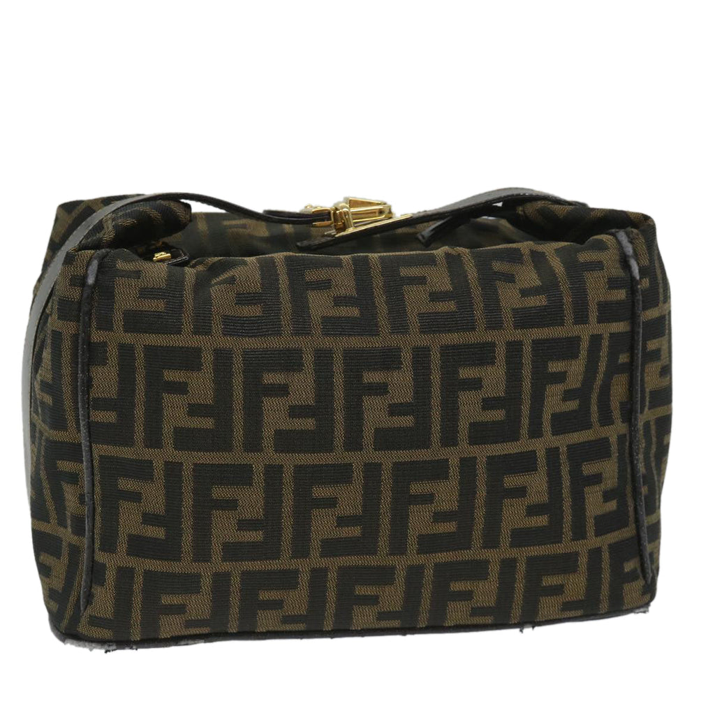 FENDI Zucca Canvas Vanity pouch Hand Bag Nylon Brown Black56582