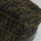 FENDI Zucca Canvas Vanity pouch Hand Bag Nylon Brown Black56582