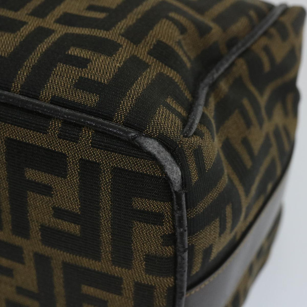 FENDI Zucca Canvas Vanity pouch Hand Bag Nylon Brown Black56582