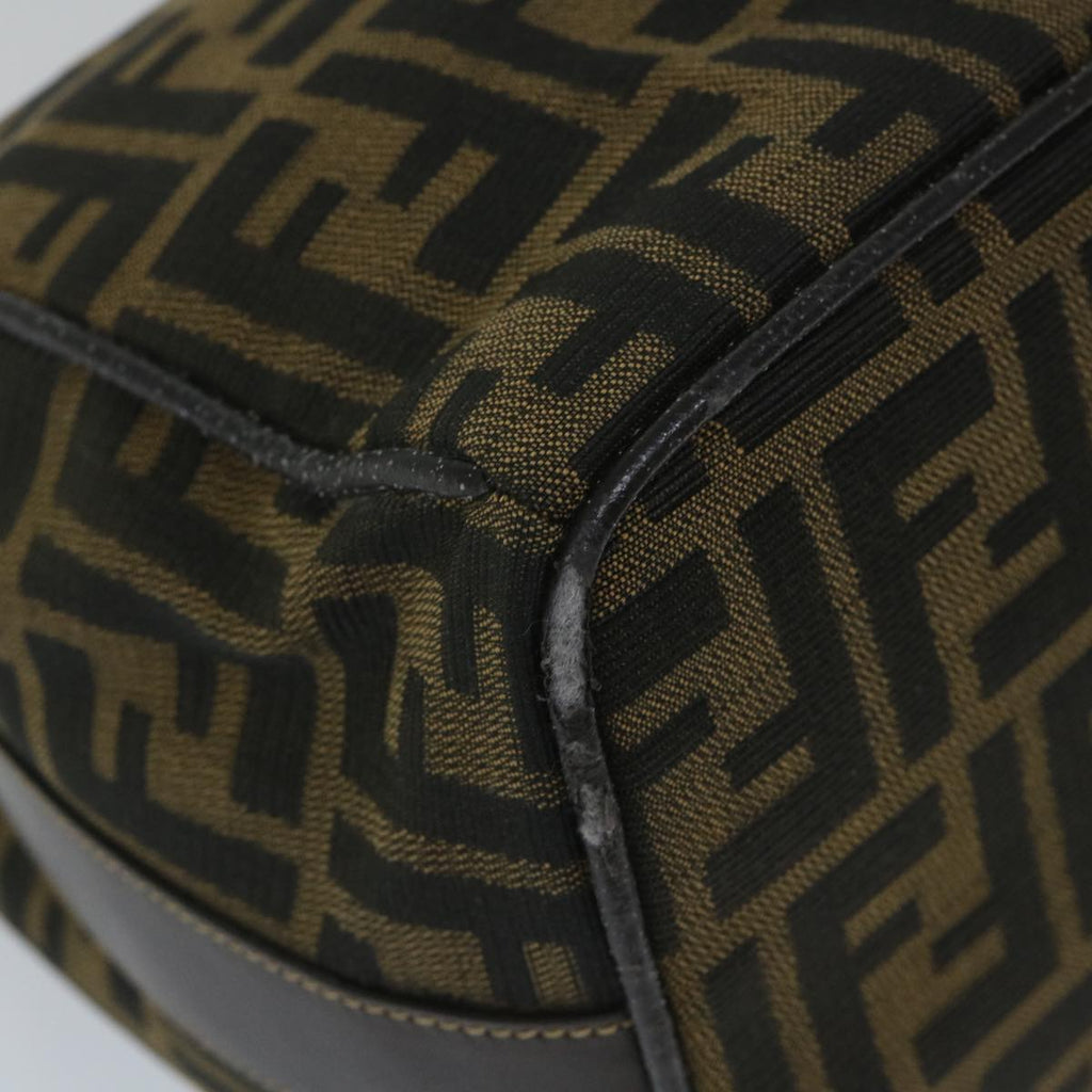 FENDI Zucca Canvas Vanity pouch Hand Bag Nylon Brown Black56582