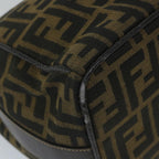 FENDI Zucca Canvas Vanity pouch Hand Bag Nylon Brown Black56582