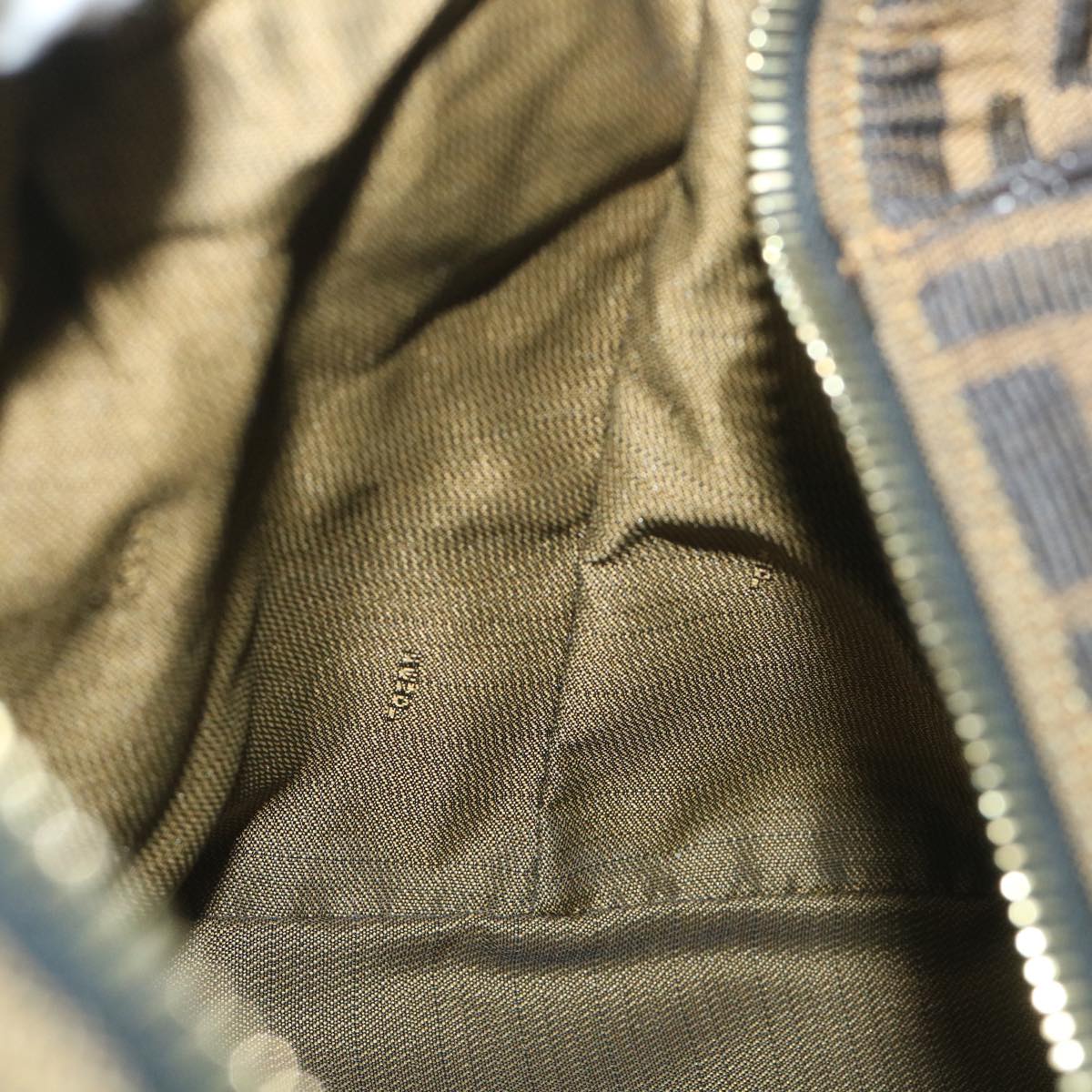 FENDI Zucca Canvas Vanity pouch Hand Bag Nylon Brown Black56582