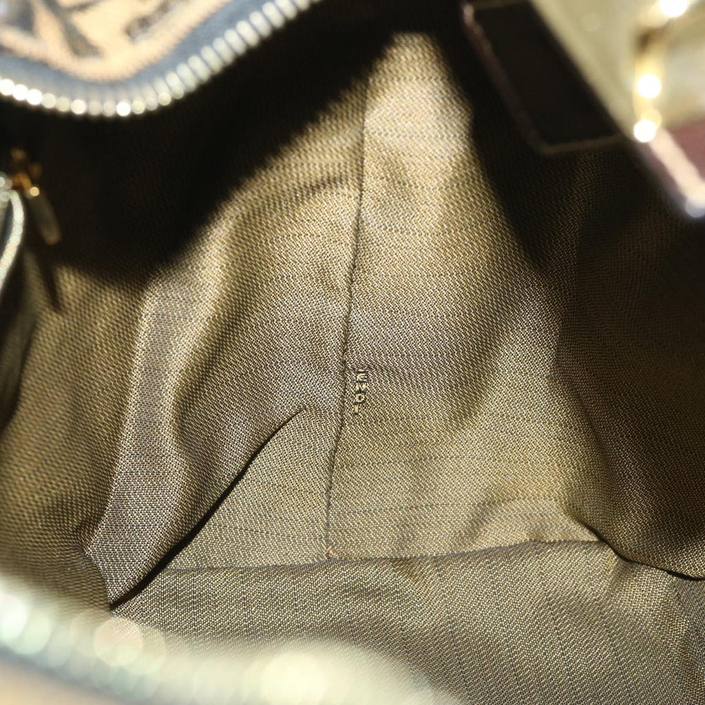 FENDI Zucca Canvas Vanity pouch Hand Bag Nylon Brown Black56582