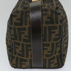 FENDI Zucca Canvas Vanity pouch Hand Bag Nylon Brown Black56582