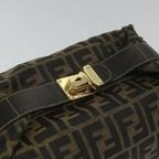 FENDI Zucca Canvas Vanity pouch Hand Bag Nylon Brown Black56582