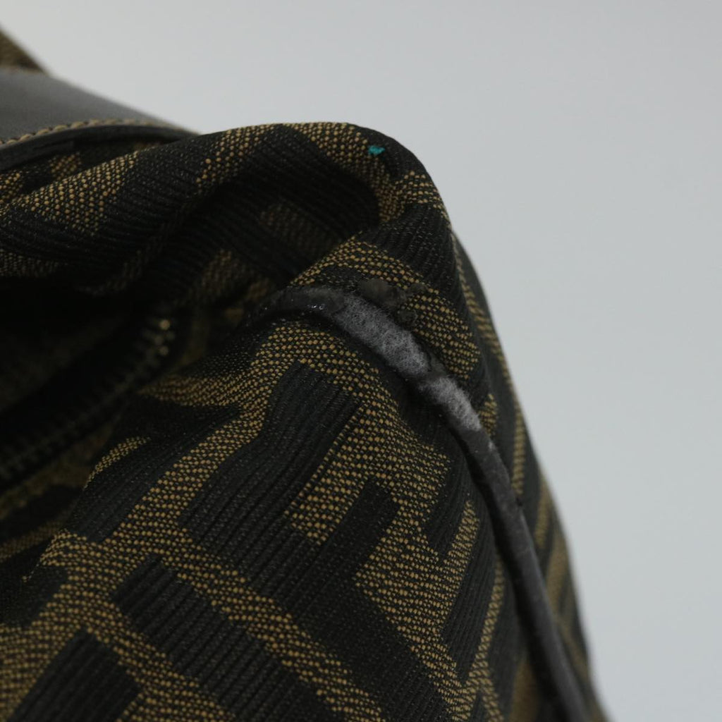 FENDI Zucca Canvas Vanity pouch Hand Bag Nylon Brown Black56582