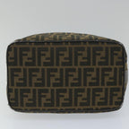 FENDI Zucca Canvas Vanity pouch Hand Bag Nylon Brown Black56582
