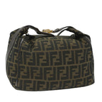 FENDI Zucca Canvas Vanity pouch Hand Bag Nylon Brown Black56583