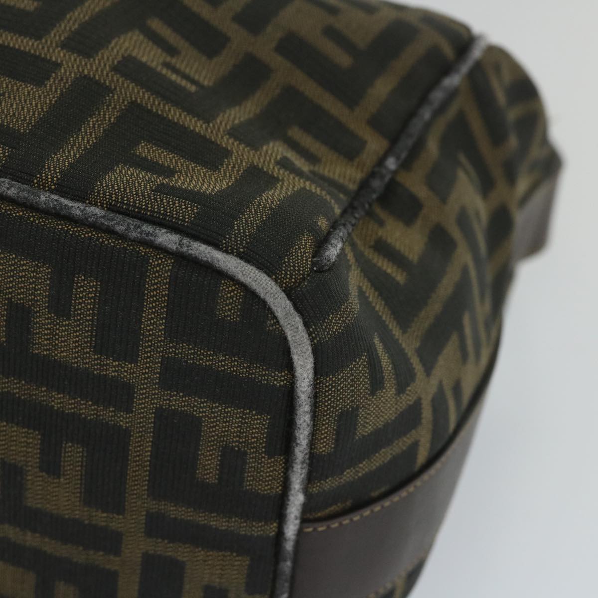 FENDI Zucca Canvas Vanity pouch Hand Bag Nylon Brown Black56583