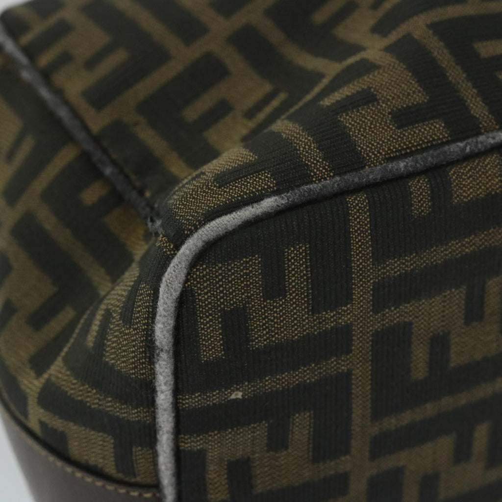 FENDI Zucca Canvas Vanity pouch Hand Bag Nylon Brown Black56583