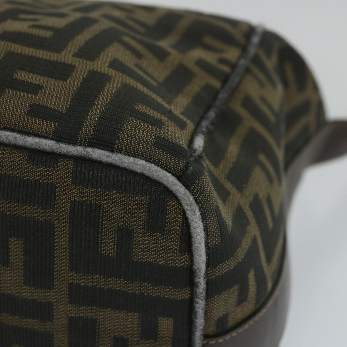 FENDI Zucca Canvas Vanity pouch Hand Bag Nylon Brown Black56583