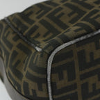 FENDI Zucca Canvas Vanity pouch Hand Bag Nylon Brown Black56583