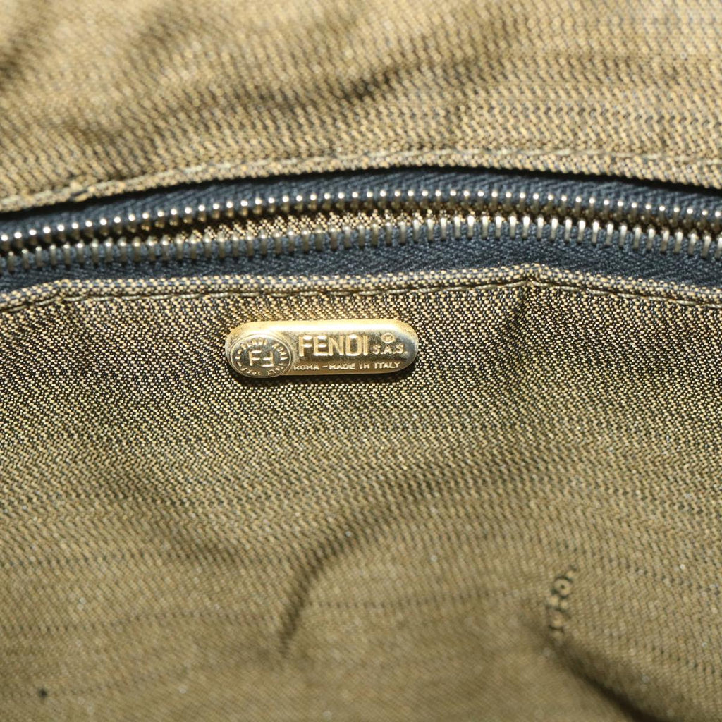 FENDI Zucca Canvas Vanity pouch Hand Bag Nylon Brown Black56583