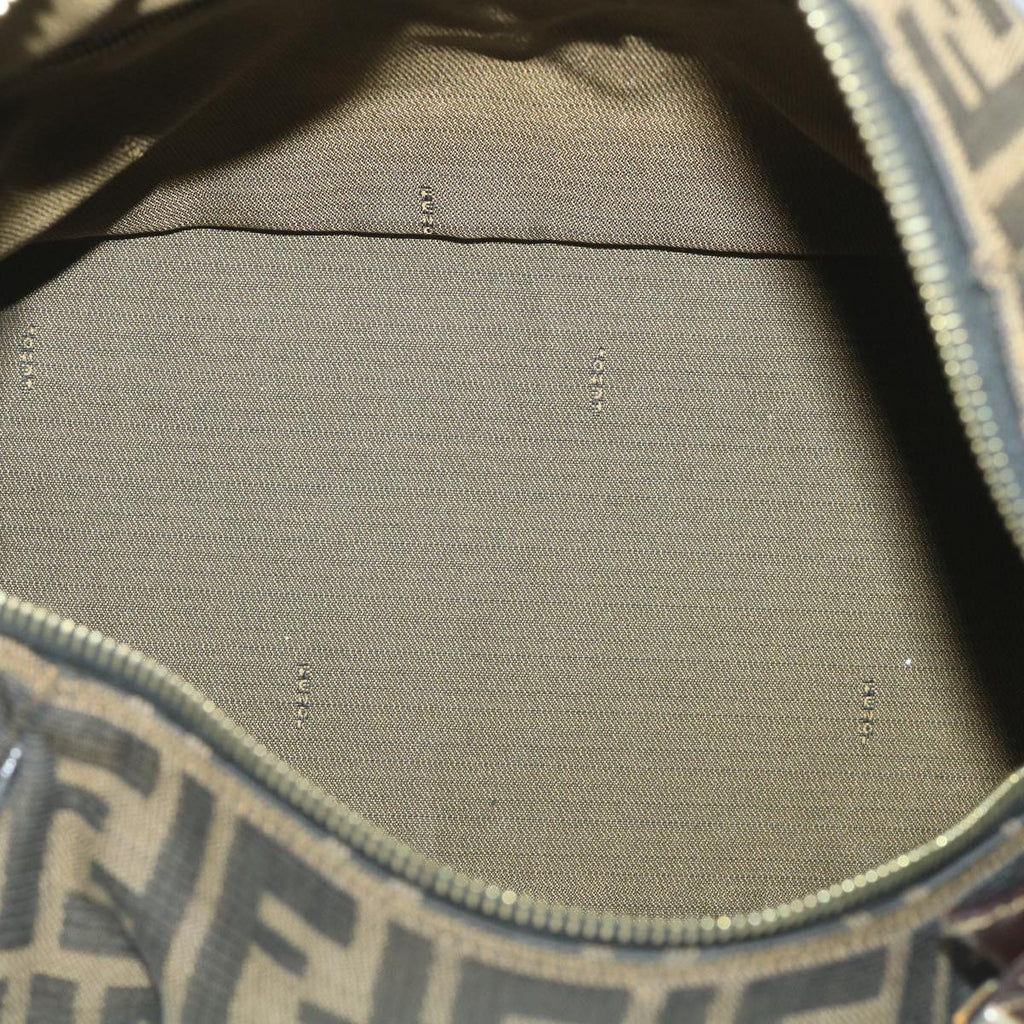 FENDI Zucca Canvas Vanity pouch Hand Bag Nylon Brown Black56583