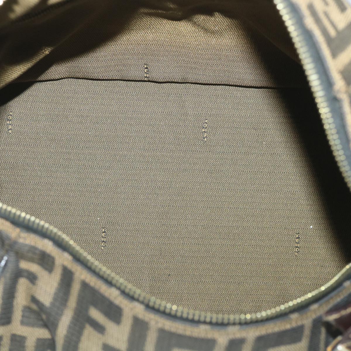 FENDI Zucca Canvas Vanity pouch Hand Bag Nylon Brown Black56583