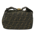 FENDI Zucca Canvas Vanity pouch Hand Bag Nylon Brown Black56583