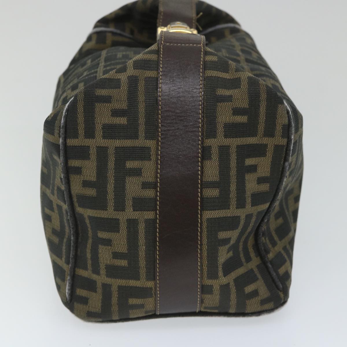 FENDI Zucca Canvas Vanity pouch Hand Bag Nylon Brown Black56583