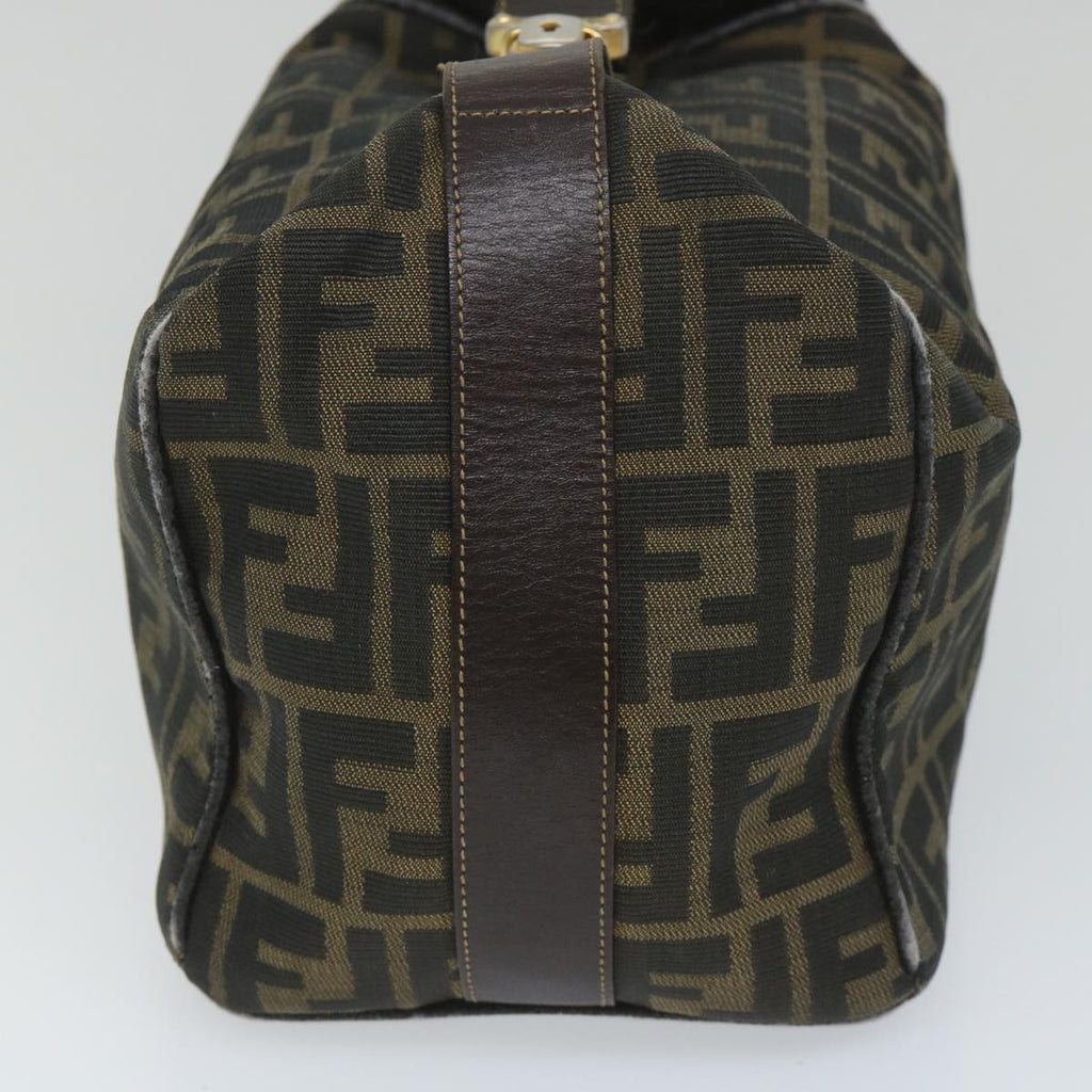FENDI Zucca Canvas Vanity pouch Hand Bag Nylon Brown Black56583